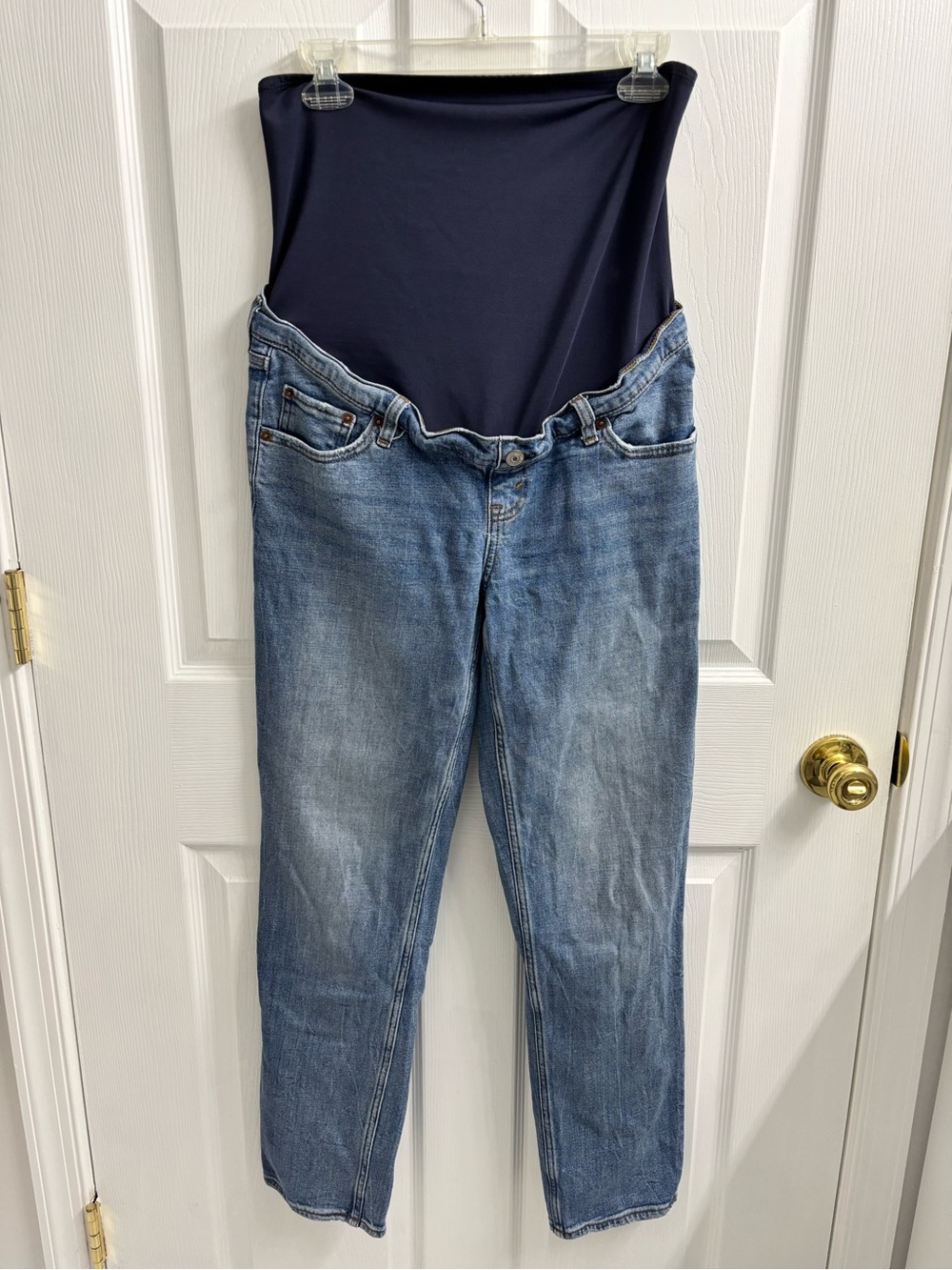 Abercrombie & Fitch 90s Straight Maternity Jeans 27 Over Belly Blue Denim